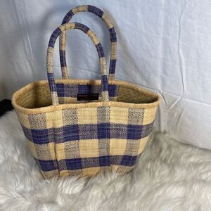 Authentic Maurizio Spatro Italy Purple Plaid Woven Raffia HandmadeTgu To…